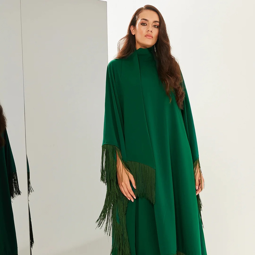 Green fringe Store WF dress